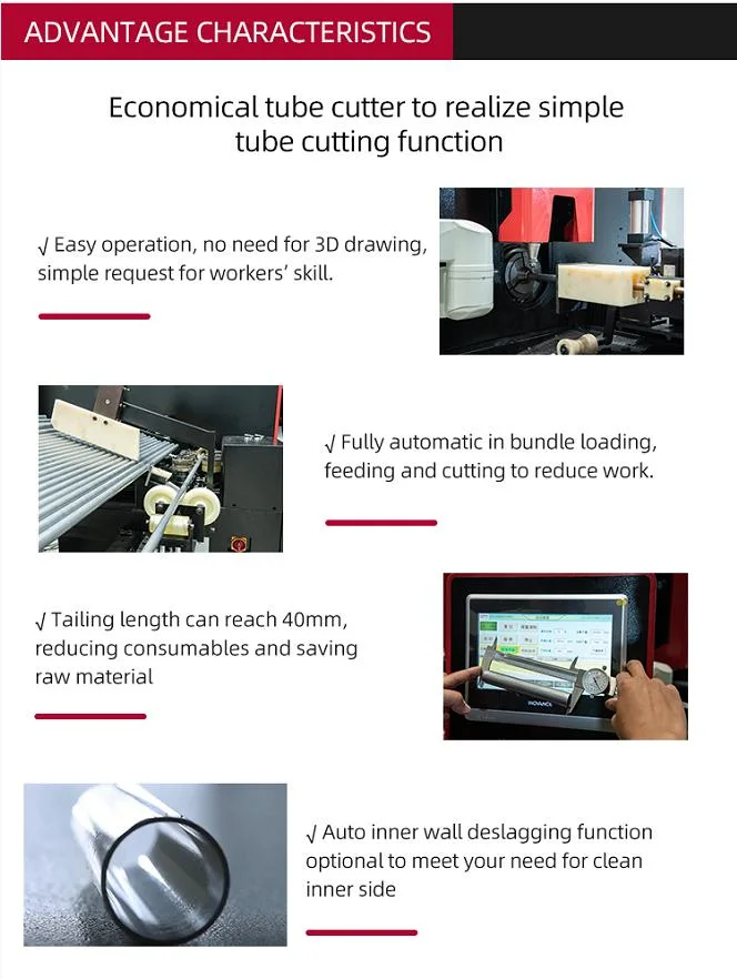 Fully Automatic Professional Metal Round Tube/ Pipe Cutter for Stainless Steel Carbon Steel Copper Brass Aluminum Tube CNC Fiber Laser Cutting Machine